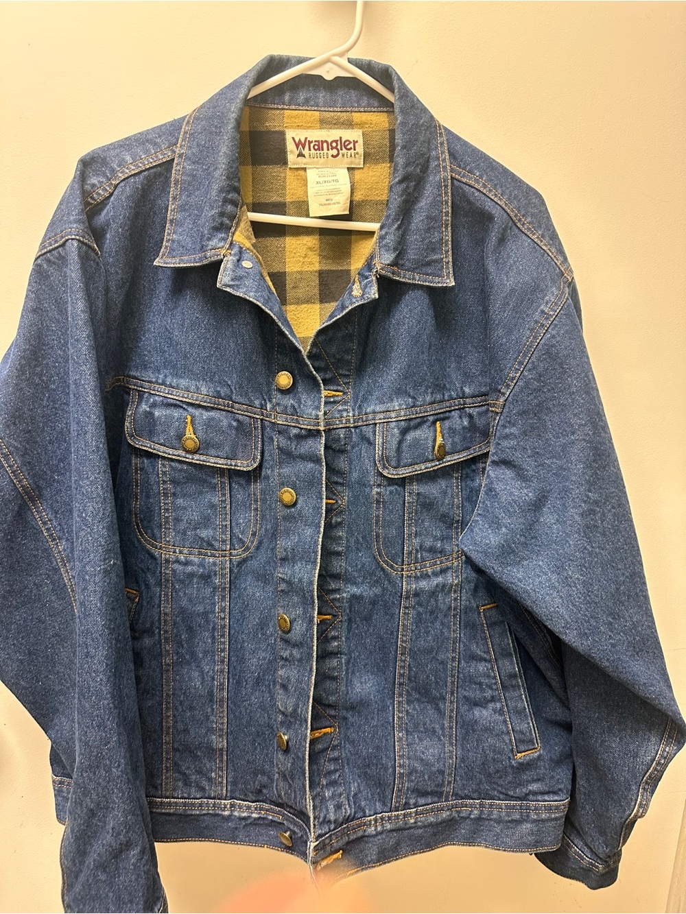 Wrangler Denim Jacket with Yellow Plaid Lining